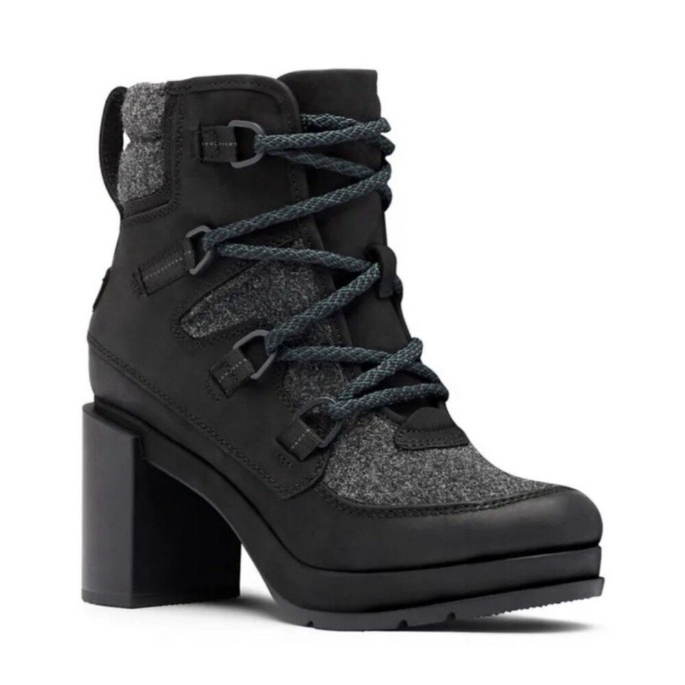 Sorel Blake Lace-Up Leather & Felt Platform Ankle Hiking Boots Women's Size 10.5